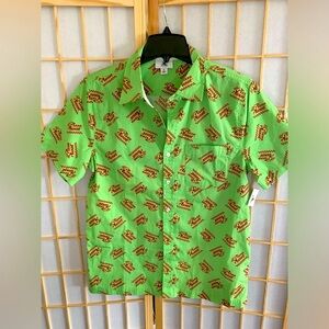 NWT Disney Pizza Planet Green Patterned Men's Shirt Small